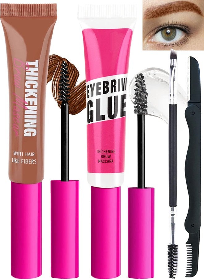 LYSdefeu Waterproof Tinted Brow Gel Kit-Rich Auburn Thickening Eyebrow Mascara Gel & Clear Setting Brow Glue,Brow Lift Fast Sculpt,Long Lasting Eye Makeup for Women,Light Medium Dark Brown With Tool-Set04 - Image 1